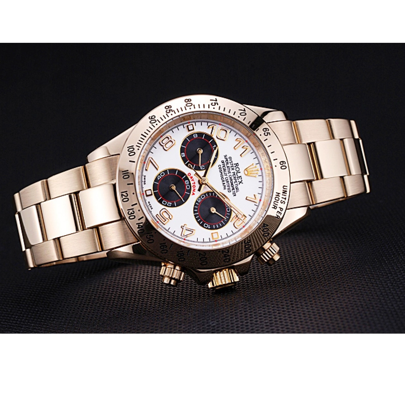 Aaa replica watch with White Black Cosmograph Rolex Gold Daytona 622548 Subdials Bracelet 0717